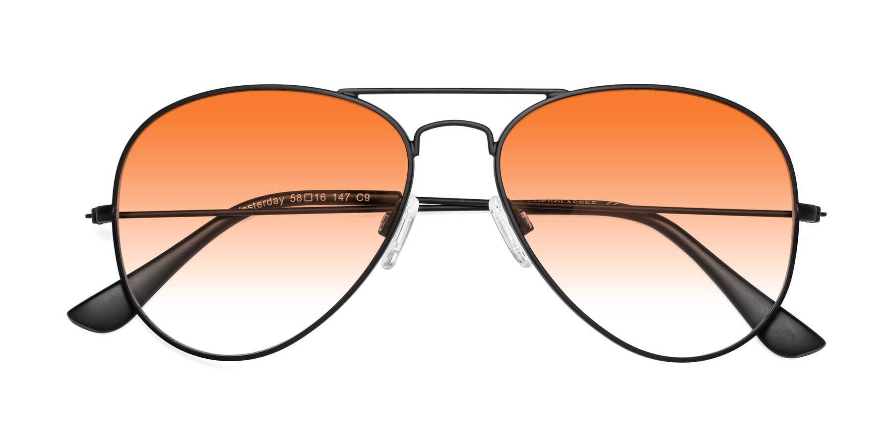 Folded Front of Yesterday in Black with Orange Gradient Lenses