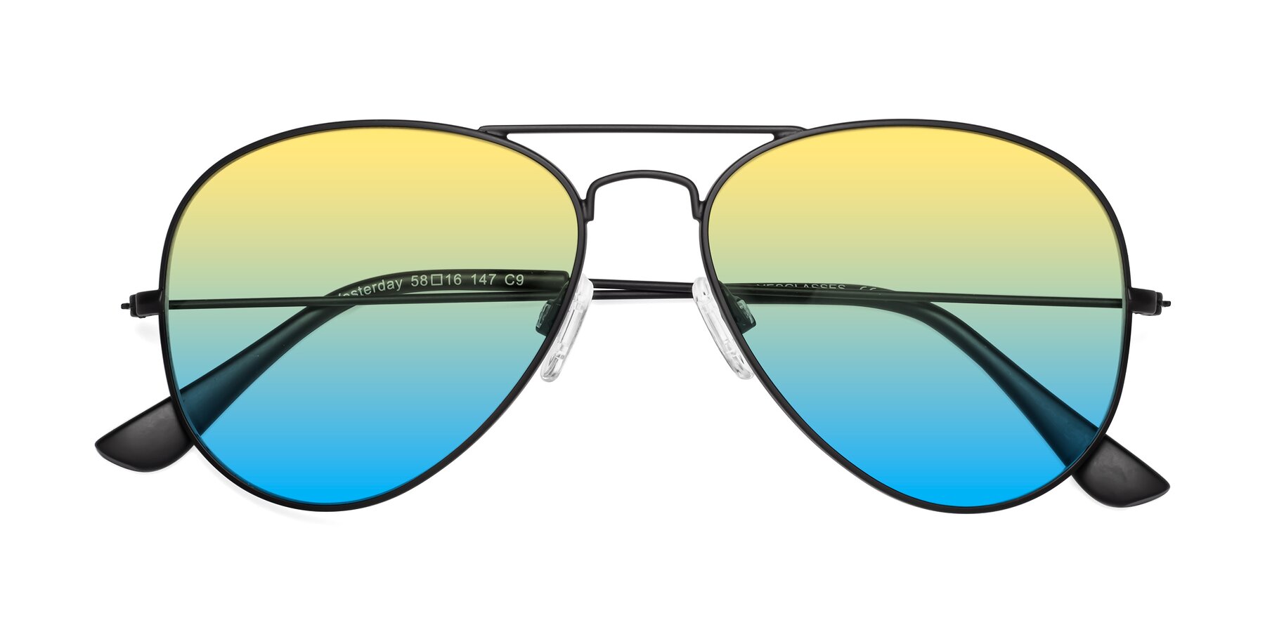 Folded Front of Yesterday in Black with Yellow / Blue Gradient Lenses