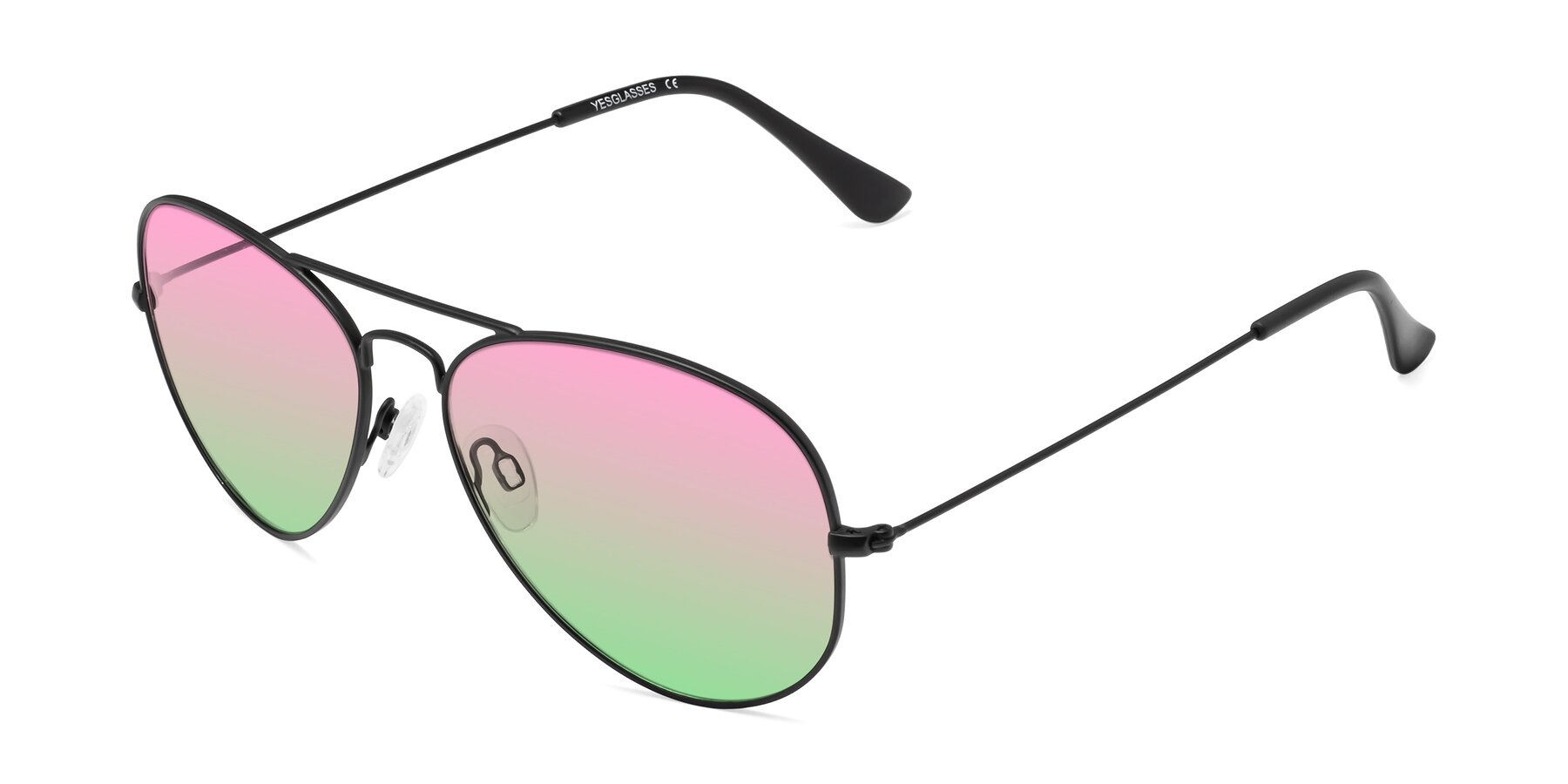 Angle of Yesterday in Black with Pink / Green Gradient Lenses