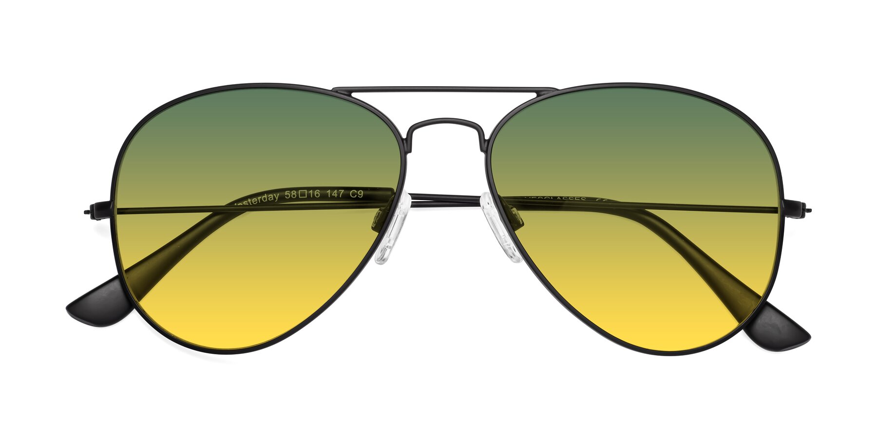 Folded Front of Yesterday in Black with Green / Yellow Gradient Lenses