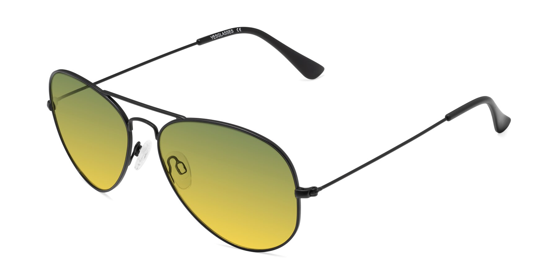 Angle of Yesterday in Black with Green / Yellow Gradient Lenses
