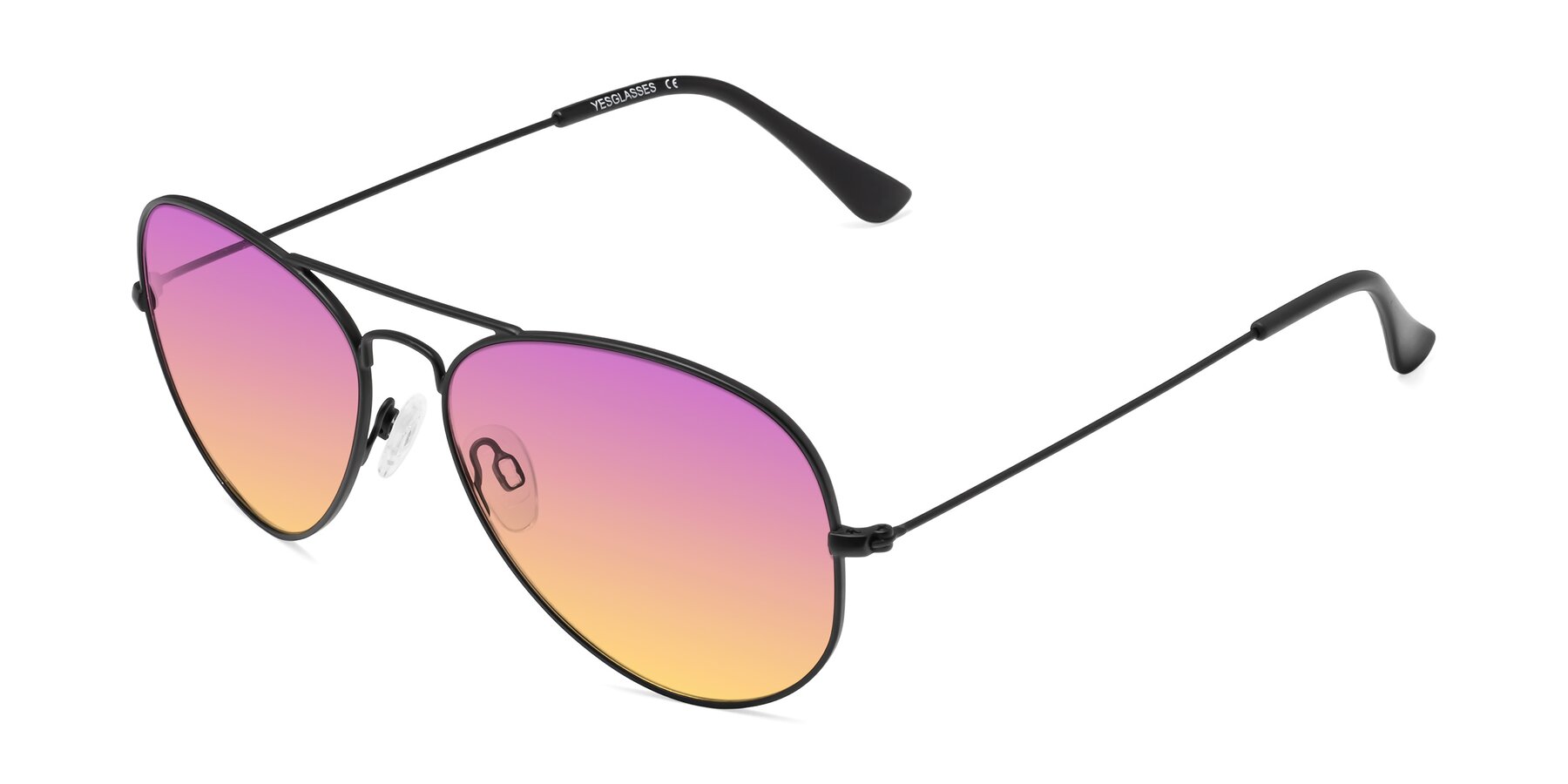 Angle of Yesterday in Black with Purple / Yellow Gradient Lenses