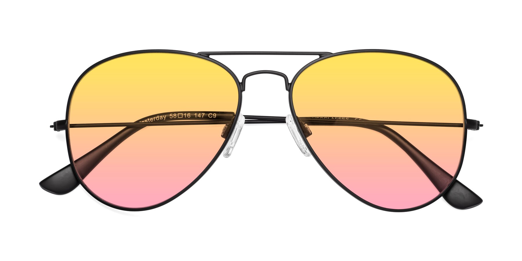 Folded Front of Yesterday in Black with Yellow / Pink Gradient Lenses