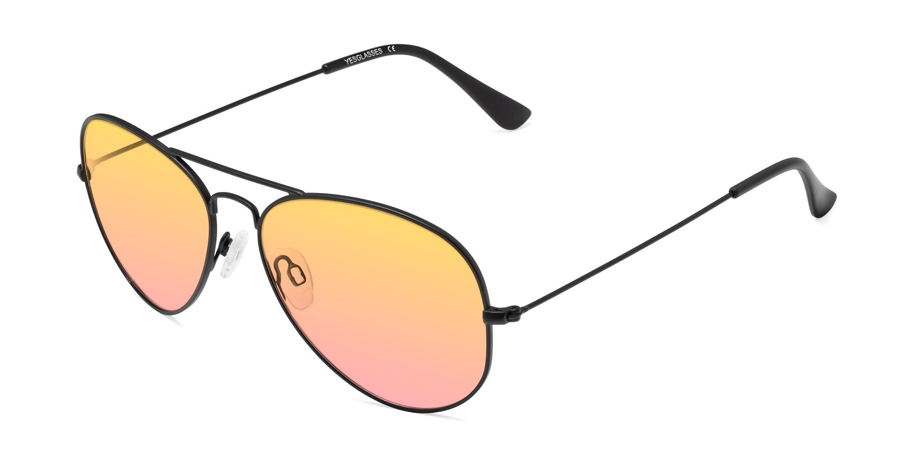 Angle of Yesterday in Black with Yellow / Pink Gradient Lenses