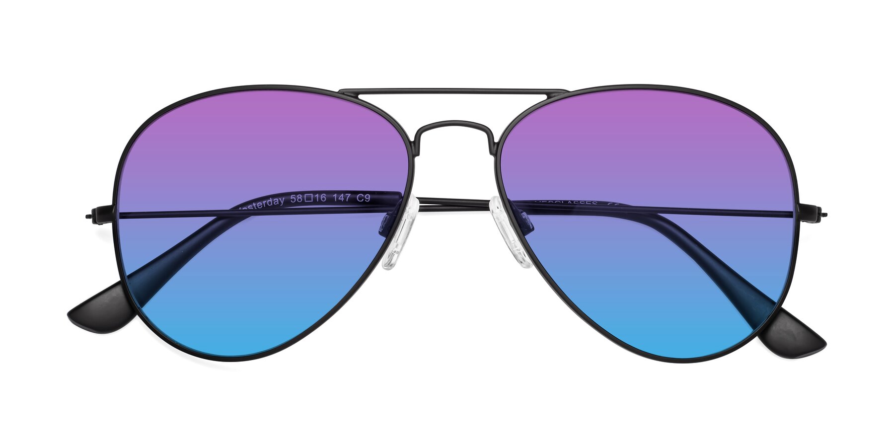 Folded Front of Yesterday in Black with Purple / Blue Gradient Lenses