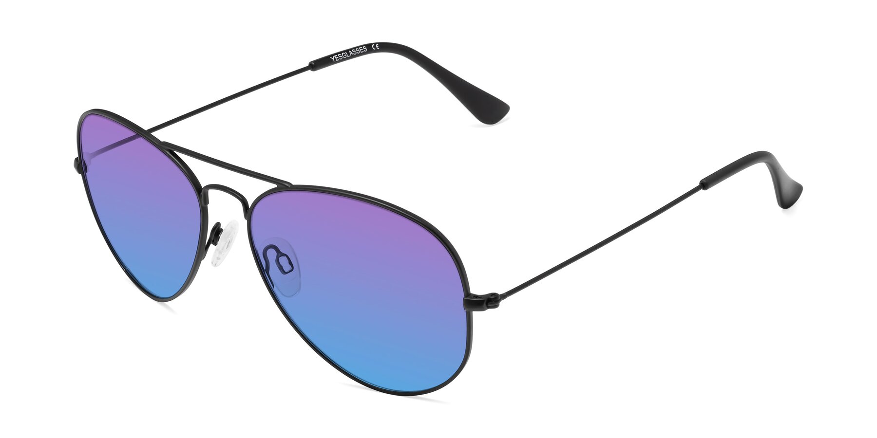 Angle of Yesterday in Black with Purple / Blue Gradient Lenses