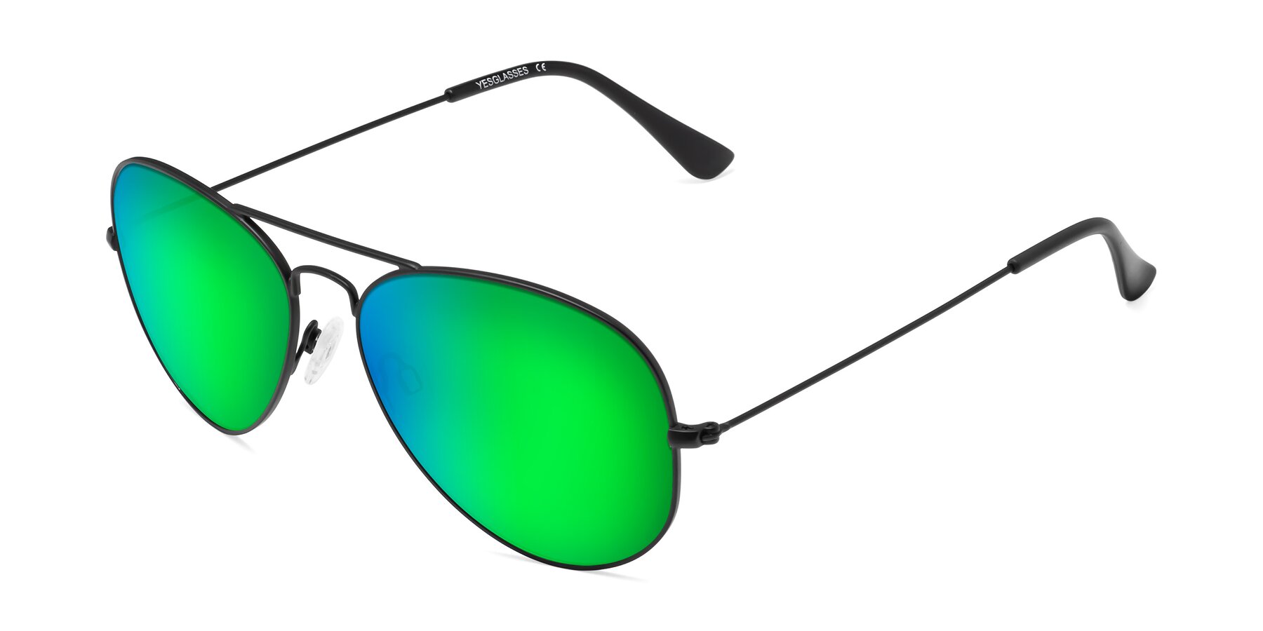 Angle of Yesterday in Black with Green Mirrored Lenses