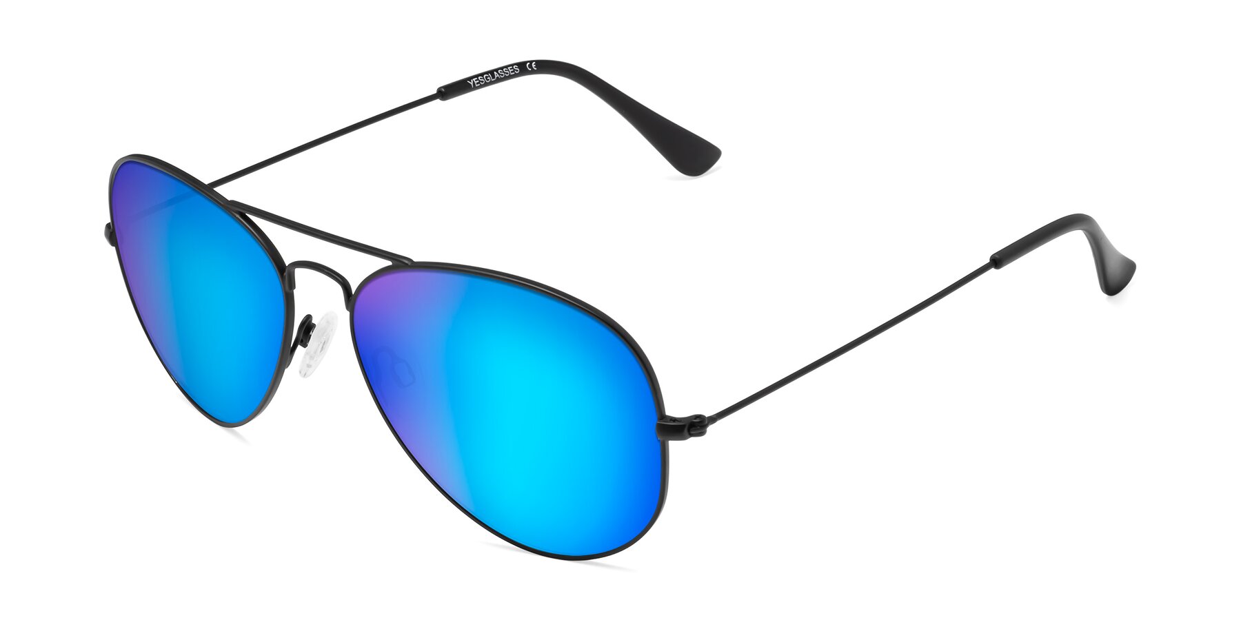 Angle of Yesterday in Black with Blue Mirrored Lenses