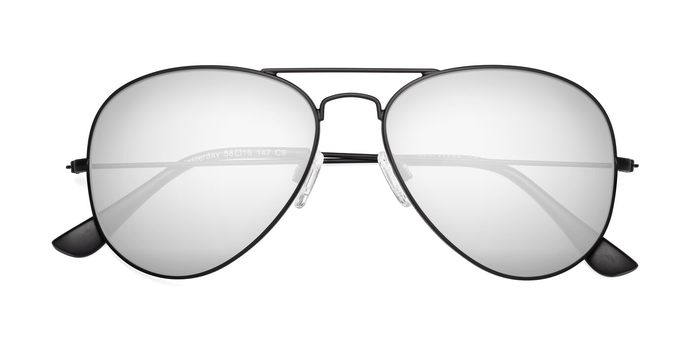 Yesterday - Black Flash Mirrored Sunglasses