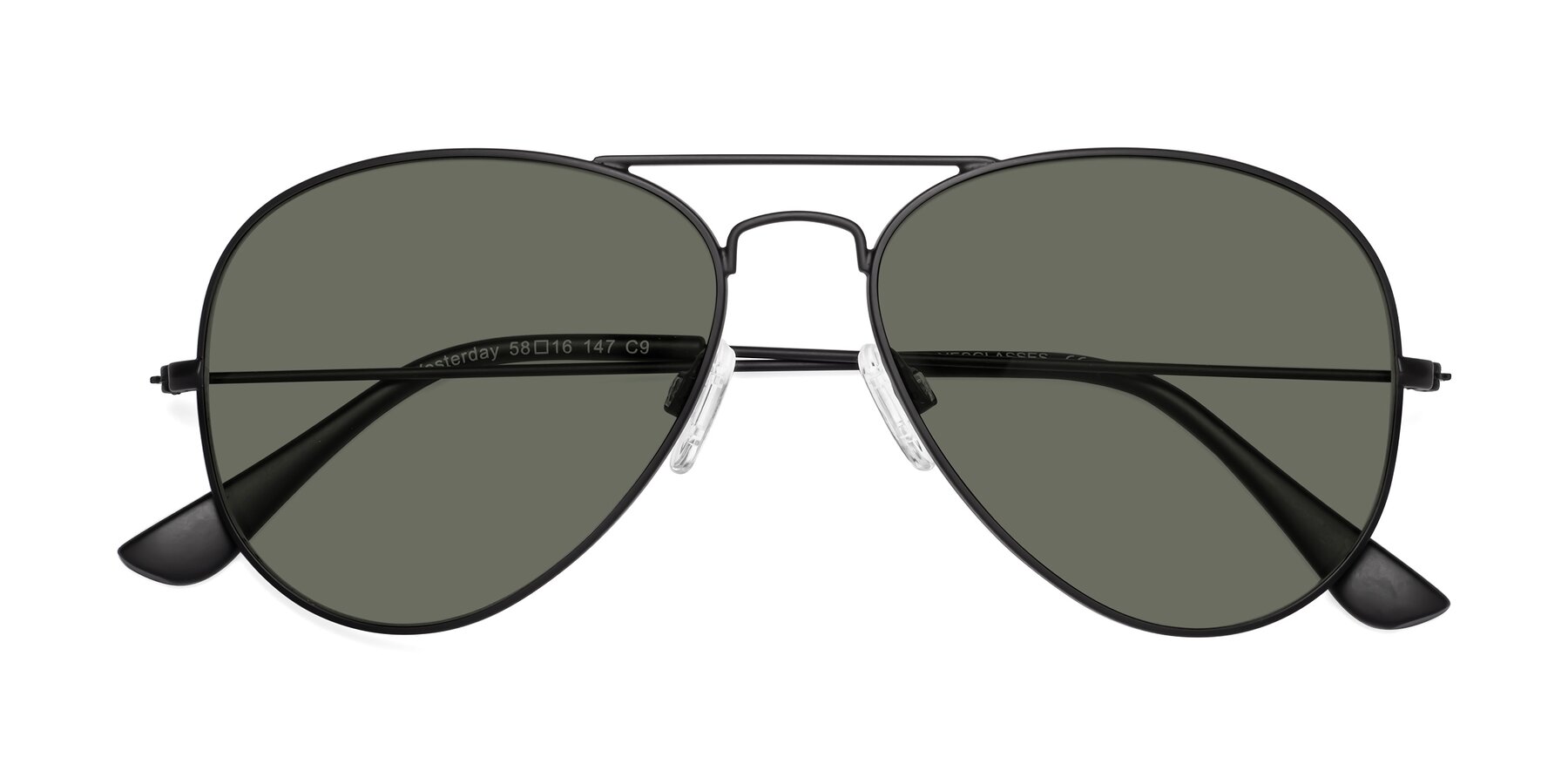 Folded Front of Yesterday in Black with Gray Polarized Lenses