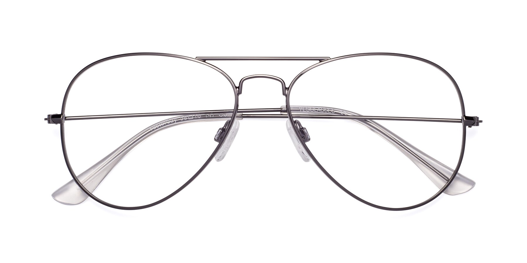 Folded Front of Yesterday in Gunmetal with Clear Eyeglass Lenses