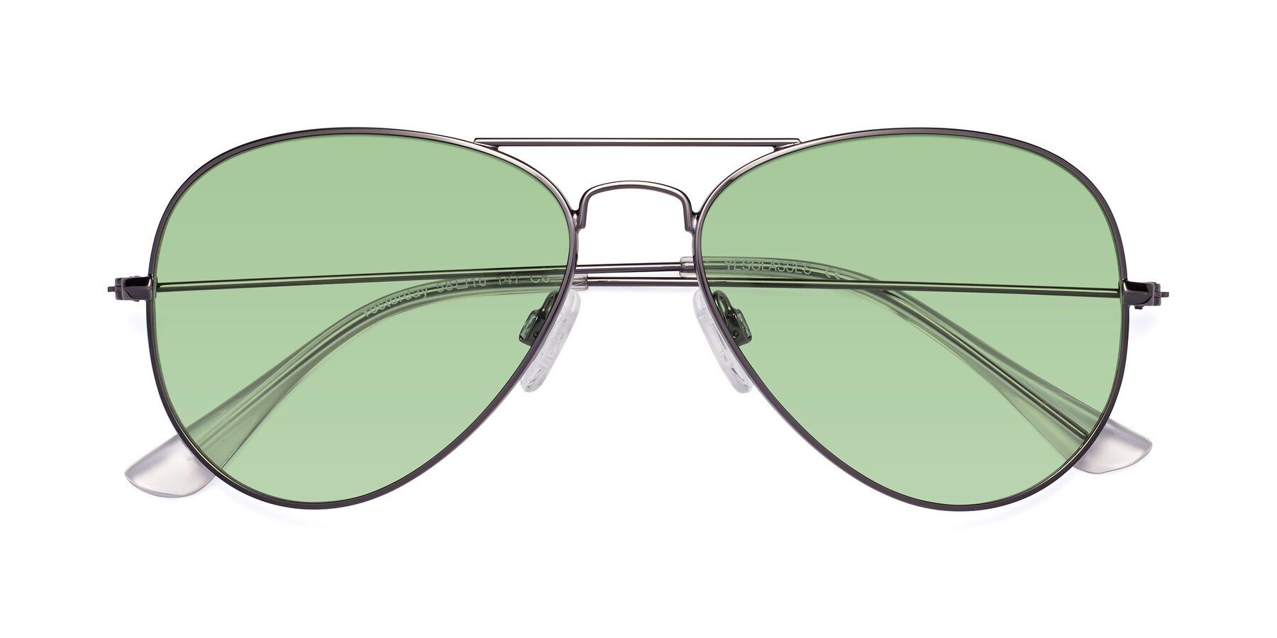 Folded Front of Yesterday in Gunmetal with Medium Green Tinted Lenses