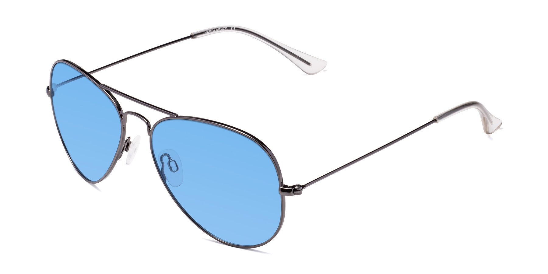 Angle of Yesterday in Gunmetal with Medium Blue Tinted Lenses