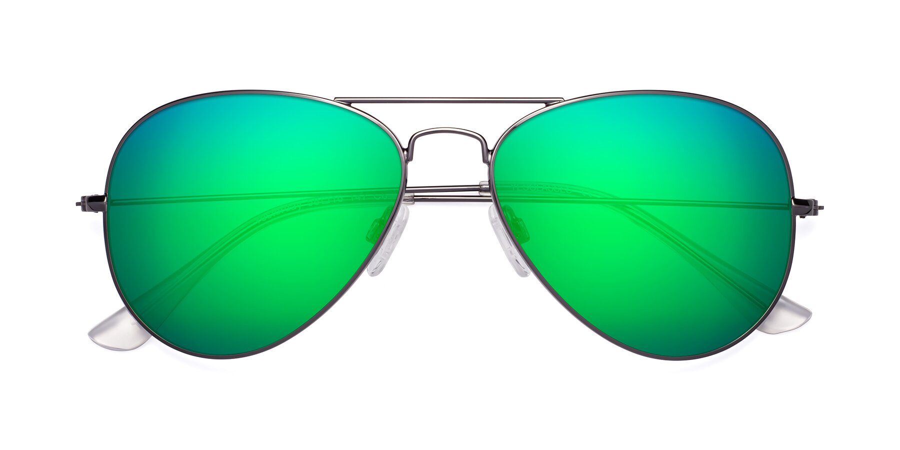 Folded Front of Yesterday in Gunmetal with Green Mirrored Lenses