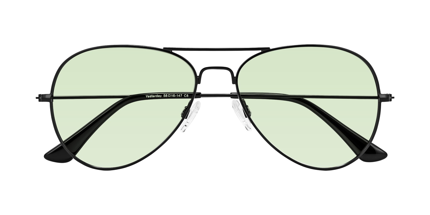 Folded Front of Yesterday in Black with Light Green Tinted Lenses
