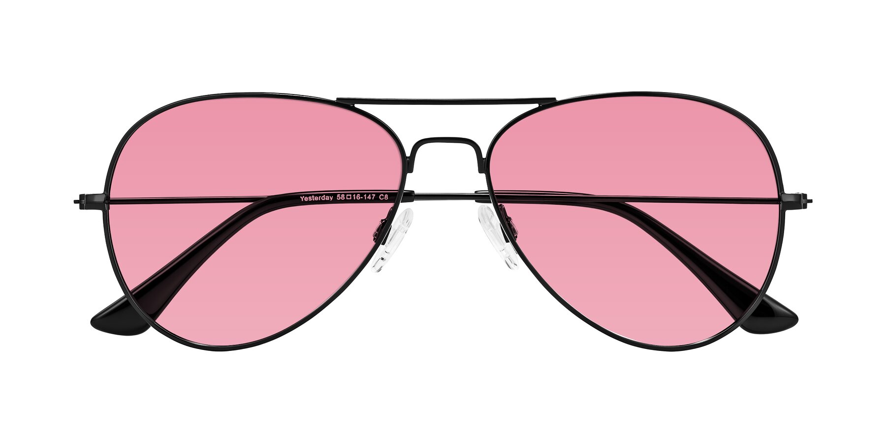 Folded Front of Yesterday in Black with Pink Tinted Lenses