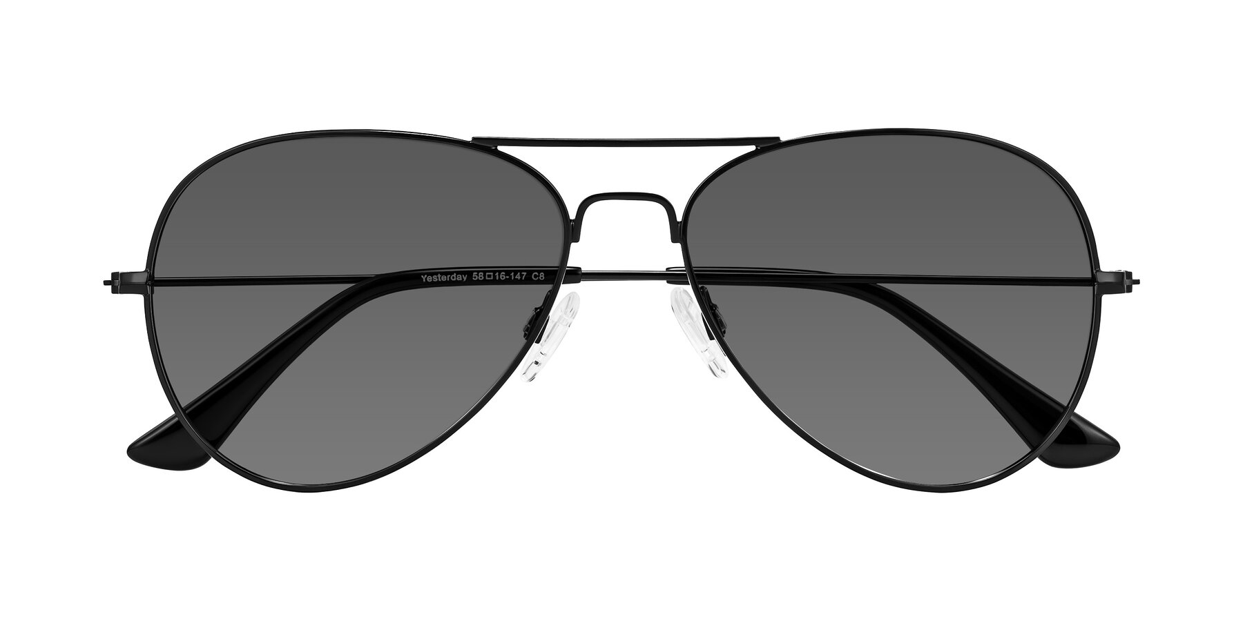 Folded Front of Yesterday in Black with Medium Gray Tinted Lenses