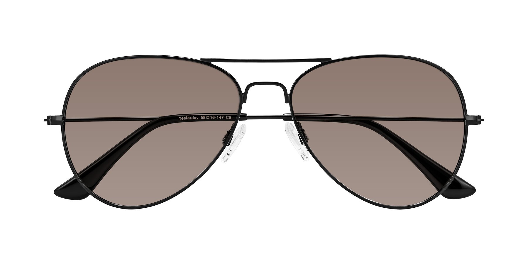Folded Front of Yesterday in Black with Medium Brown Tinted Lenses