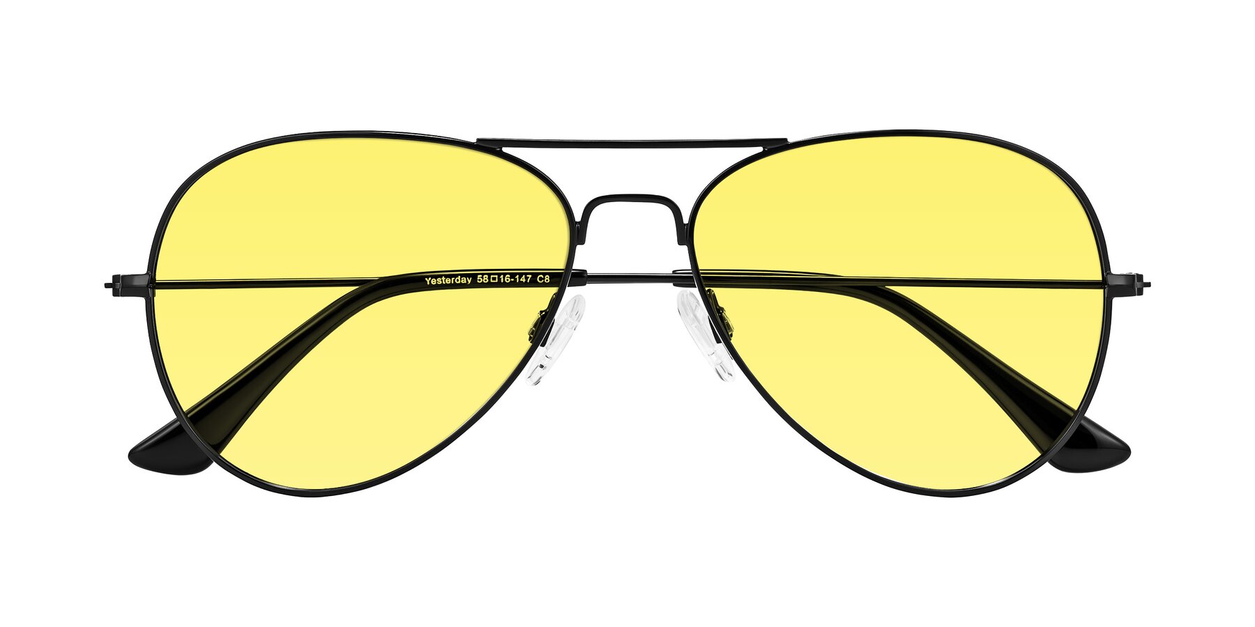 Folded Front of Yesterday in Black with Medium Yellow Tinted Lenses
