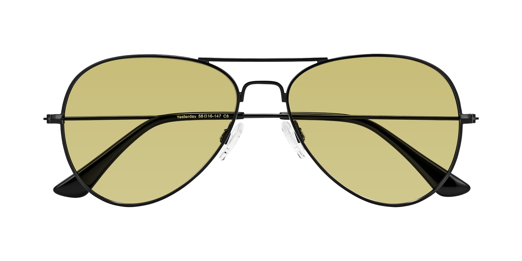 Folded Front of Yesterday in Black with Medium Champagne Tinted Lenses