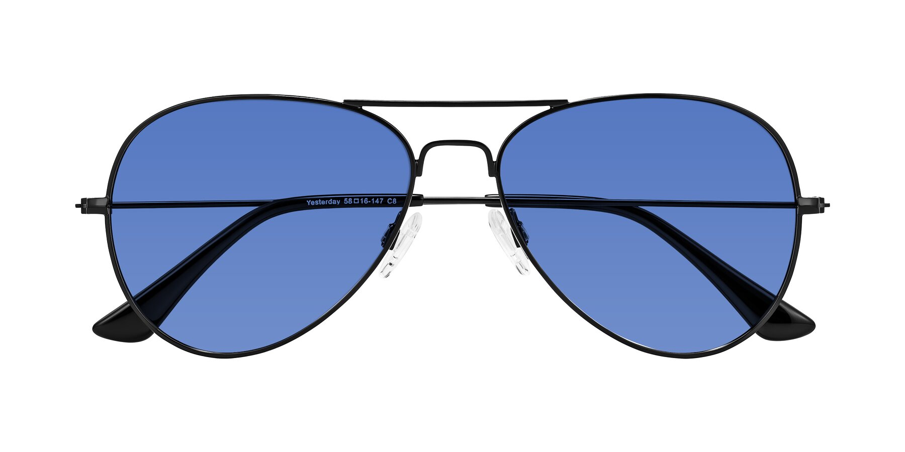 Folded Front of Yesterday in Black with Blue Tinted Lenses