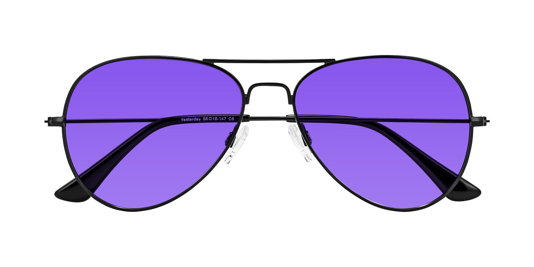 Folded Front of Yesterday in Black with Purple Tinted Lenses