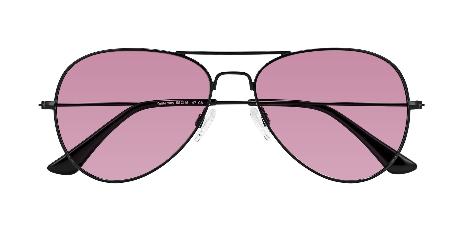 Folded Front of Yesterday in Black with Medium Wine Tinted Lenses