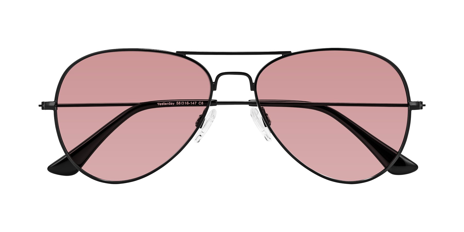Folded Front of Yesterday in Black with Medium Garnet Tinted Lenses