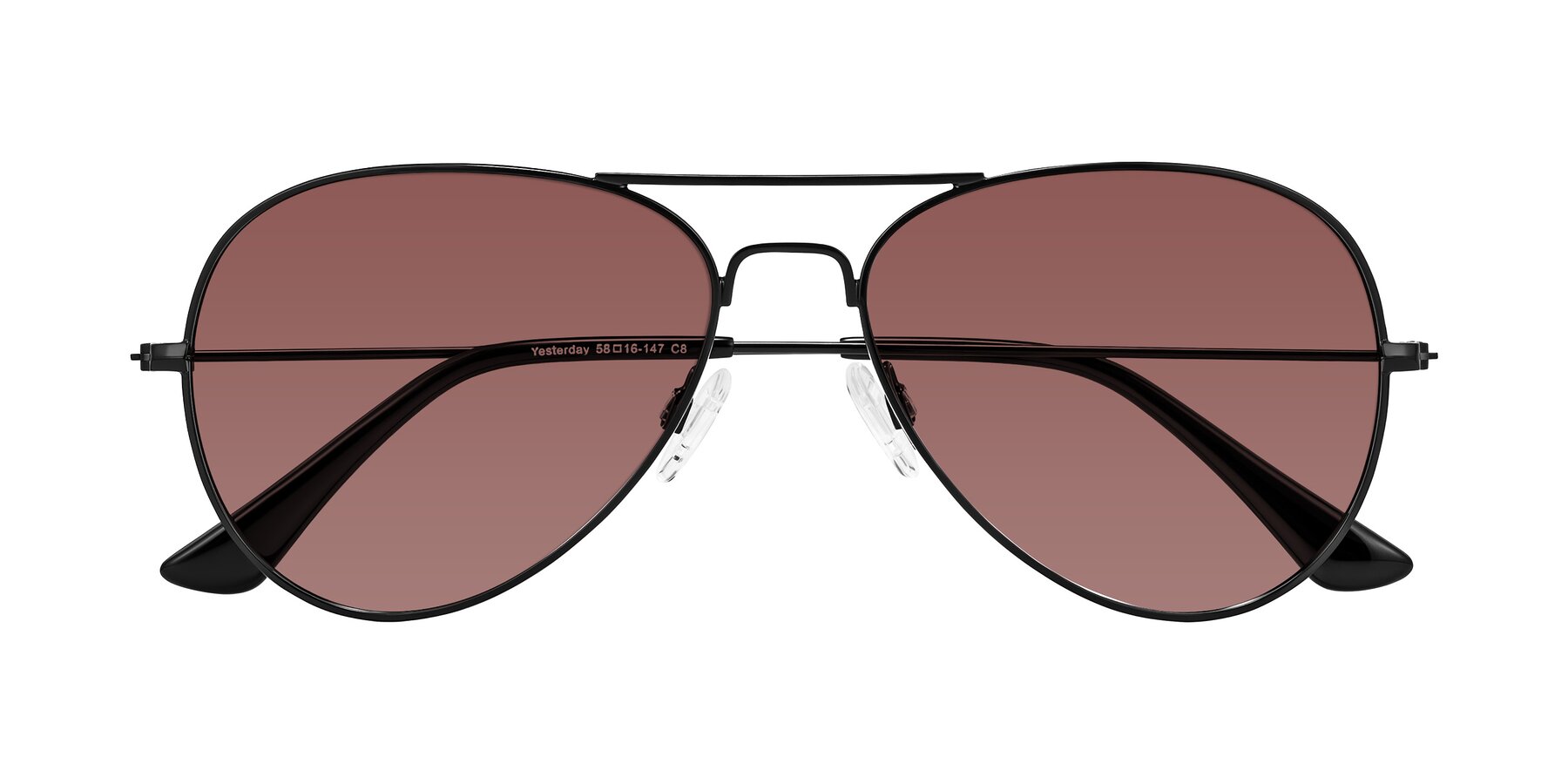 Folded Front of Yesterday in Black with Garnet Tinted Lenses