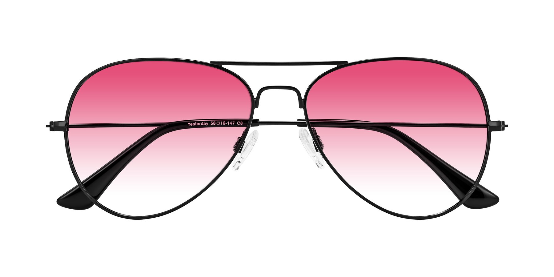 Folded Front of Yesterday in Black with Pink Gradient Lenses
