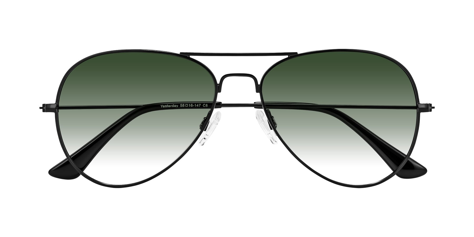 Folded Front of Yesterday in Black with Green Gradient Lenses