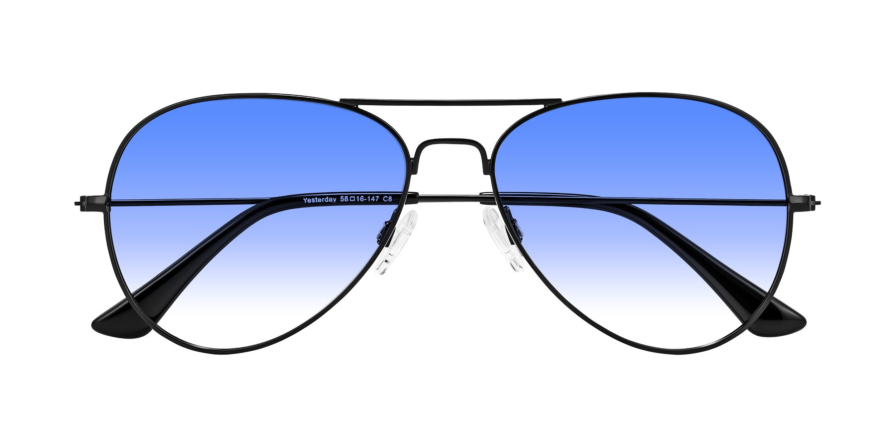 Folded Front of Yesterday in Black with Blue Gradient Lenses