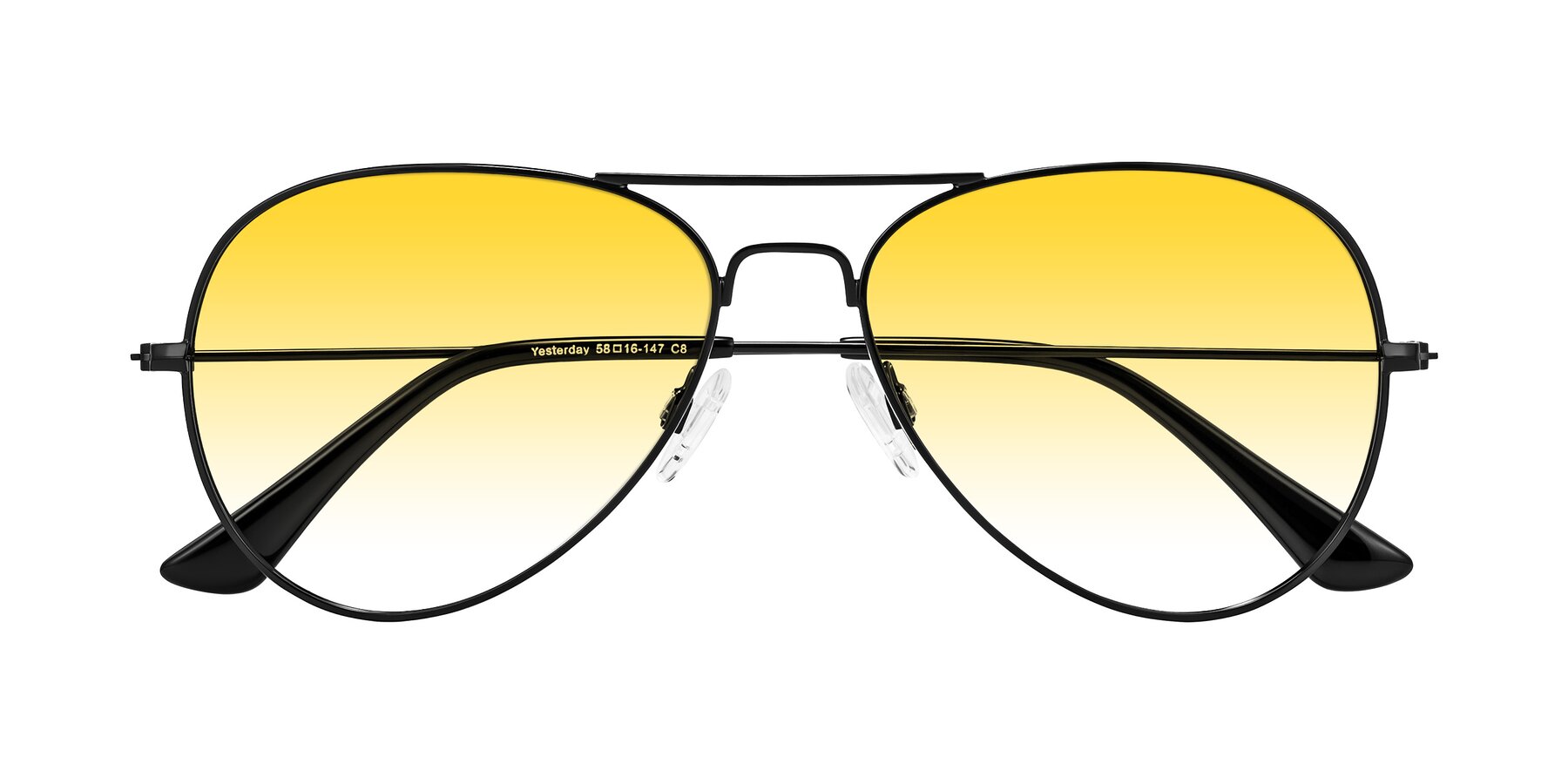 Folded Front of Yesterday in Black with Yellow Gradient Lenses