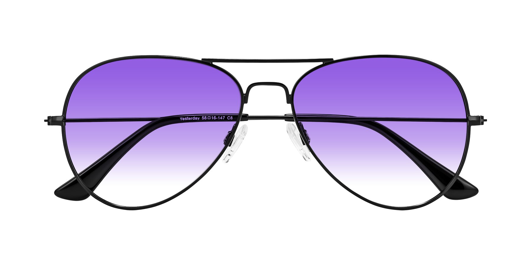 Folded Front of Yesterday in Black with Purple Gradient Lenses