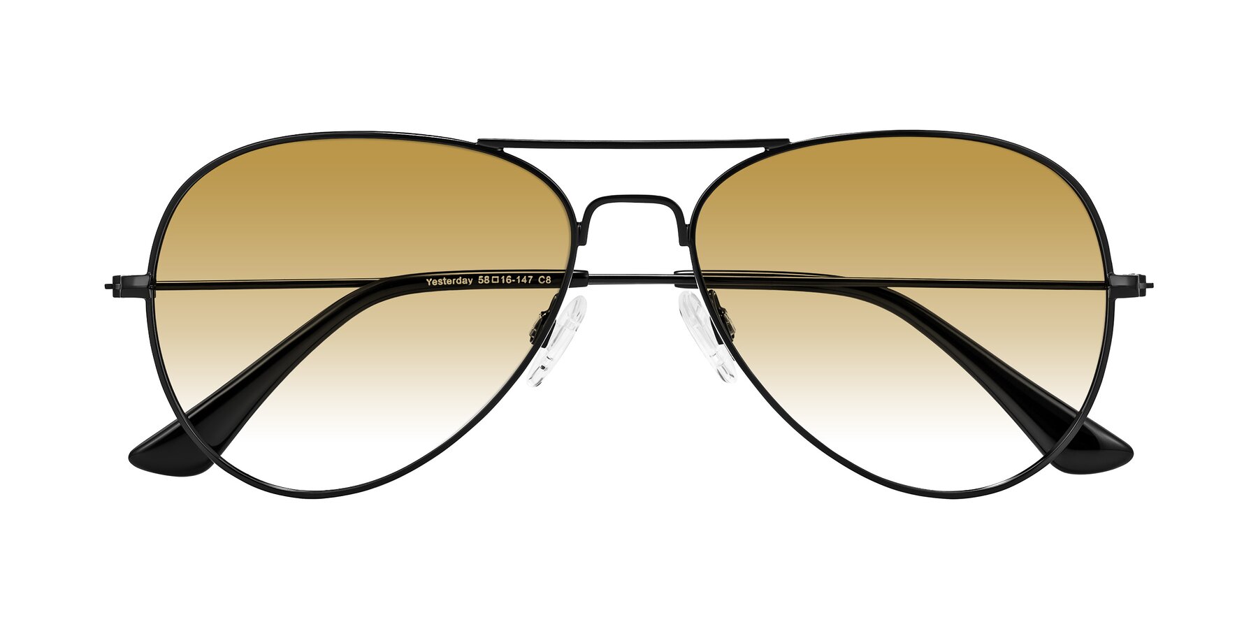 Folded Front of Yesterday in Black with Champagne Gradient Lenses