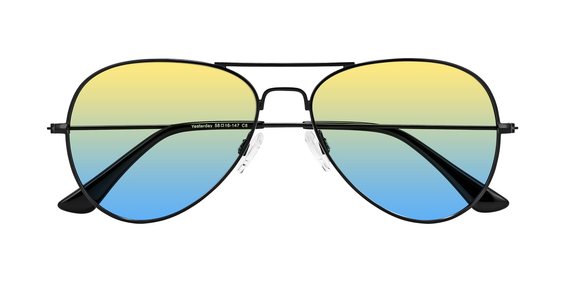 Folded Front of Yesterday in Black with Yellow / Blue Gradient Lenses