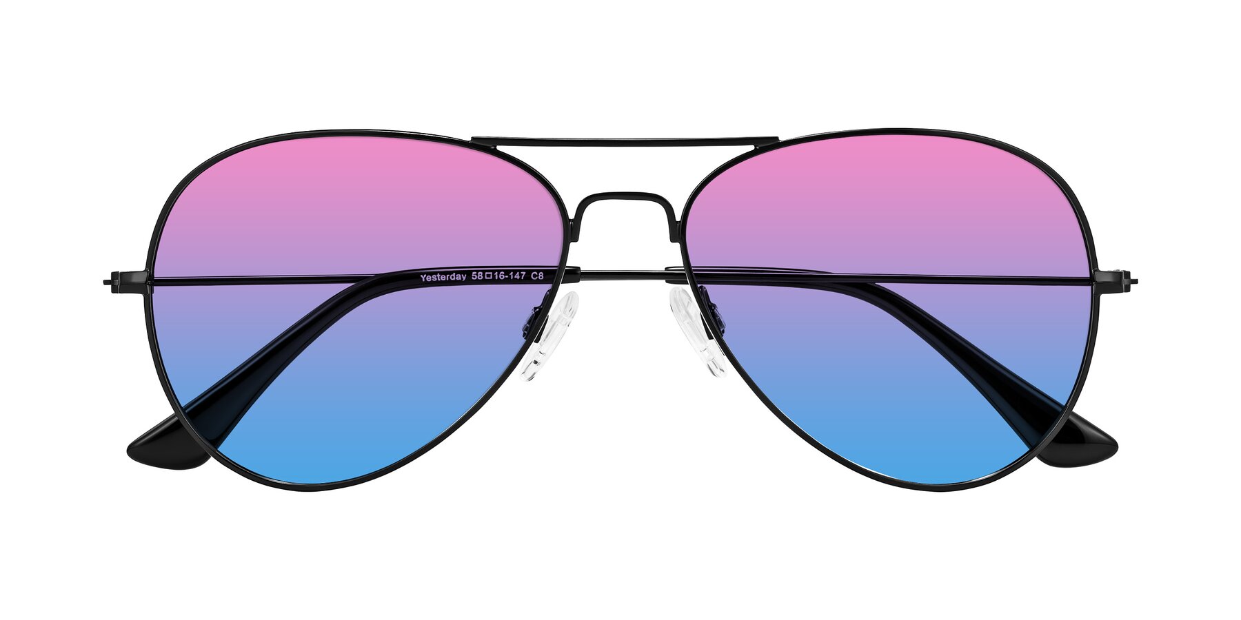 Folded Front of Yesterday in Black with Pink / Blue Gradient Lenses