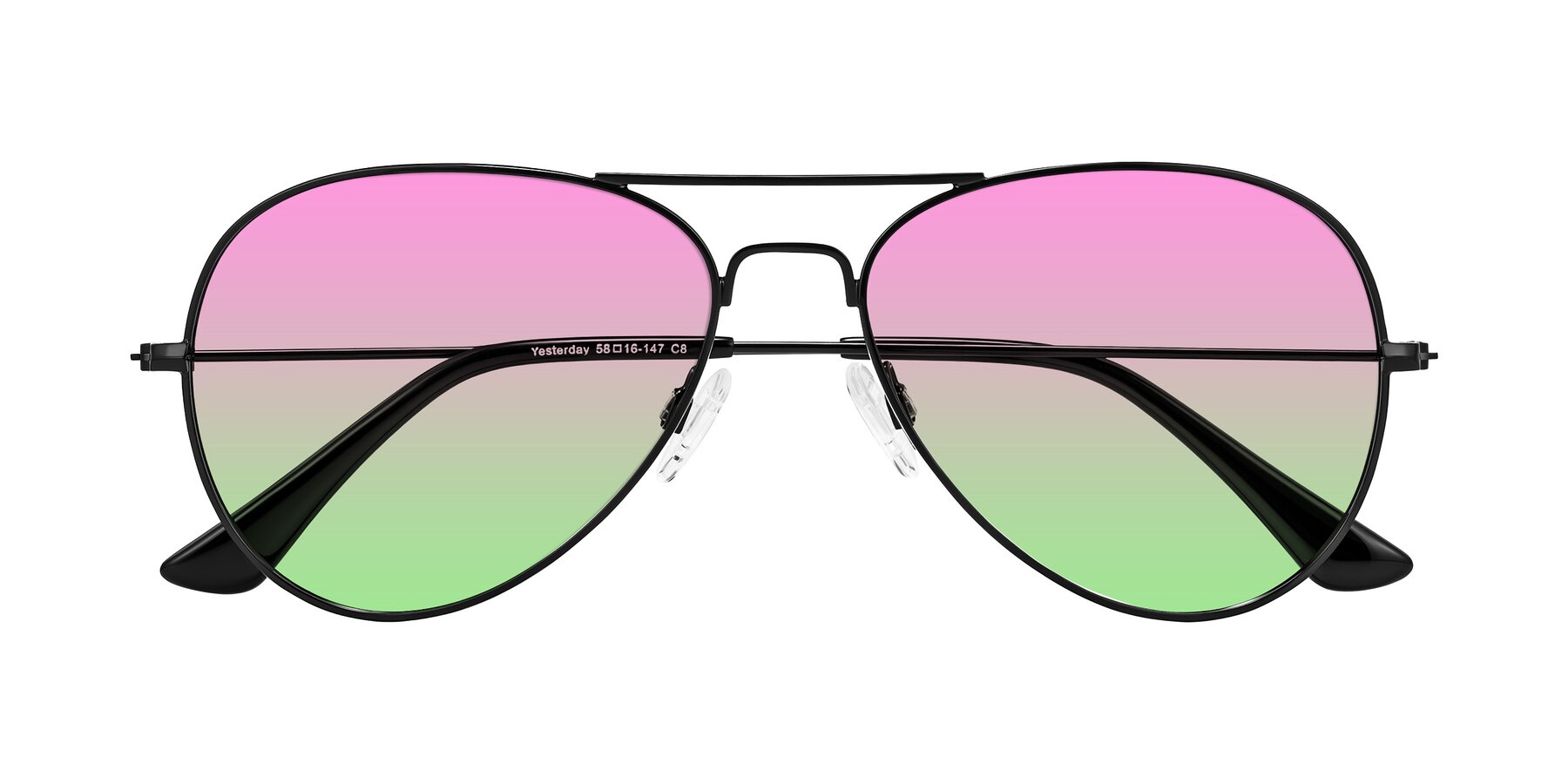 Folded Front of Yesterday in Black with Pink / Green Gradient Lenses