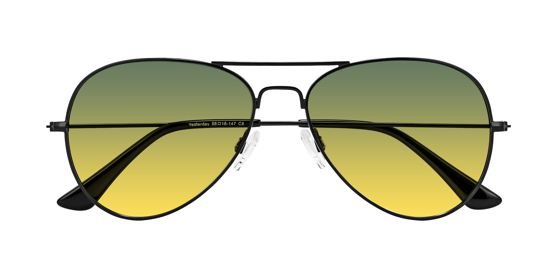 Folded Front of Yesterday in Black with Green / Yellow Gradient Lenses