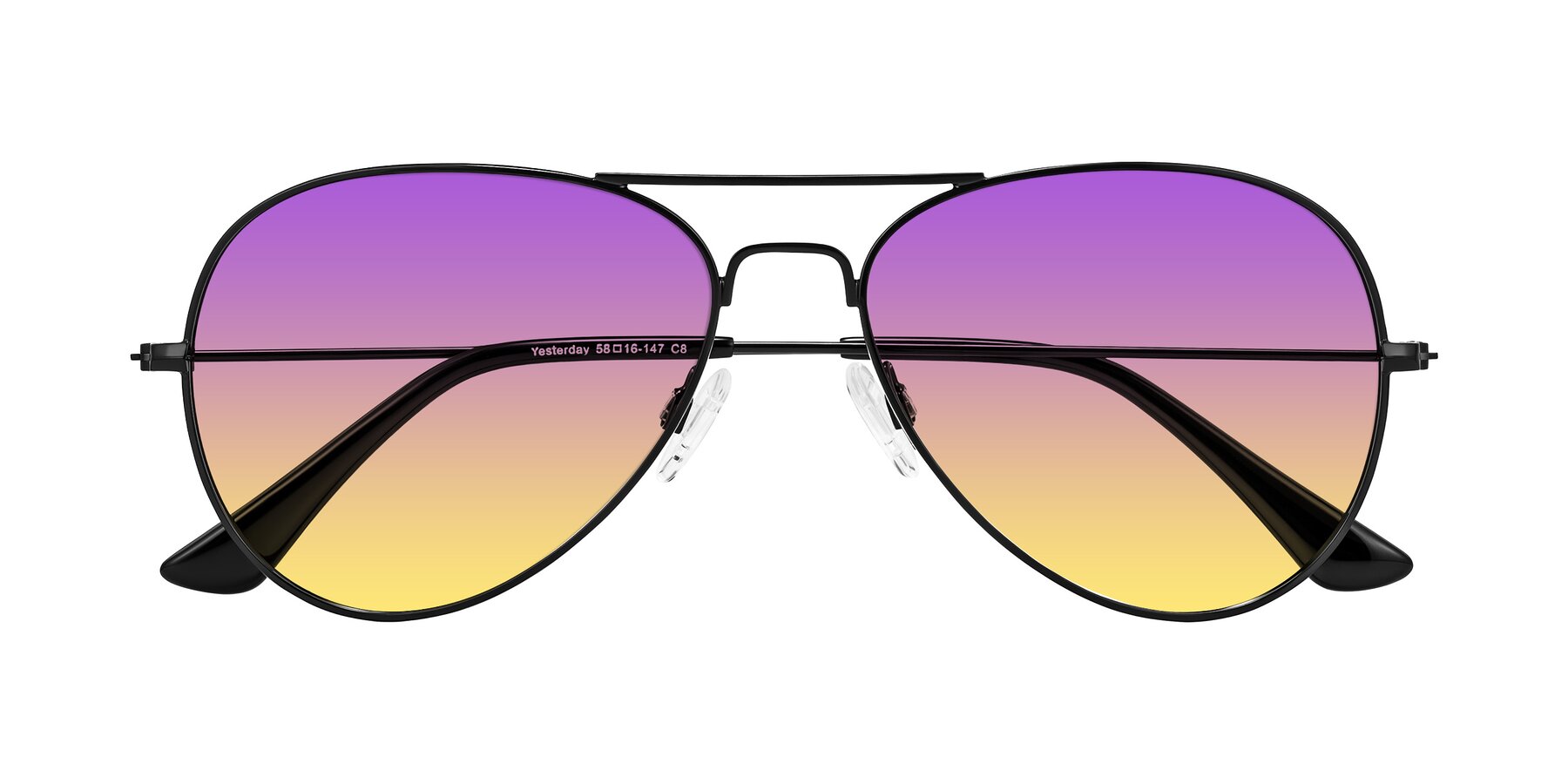 Folded Front of Yesterday in Black with Purple / Yellow Gradient Lenses