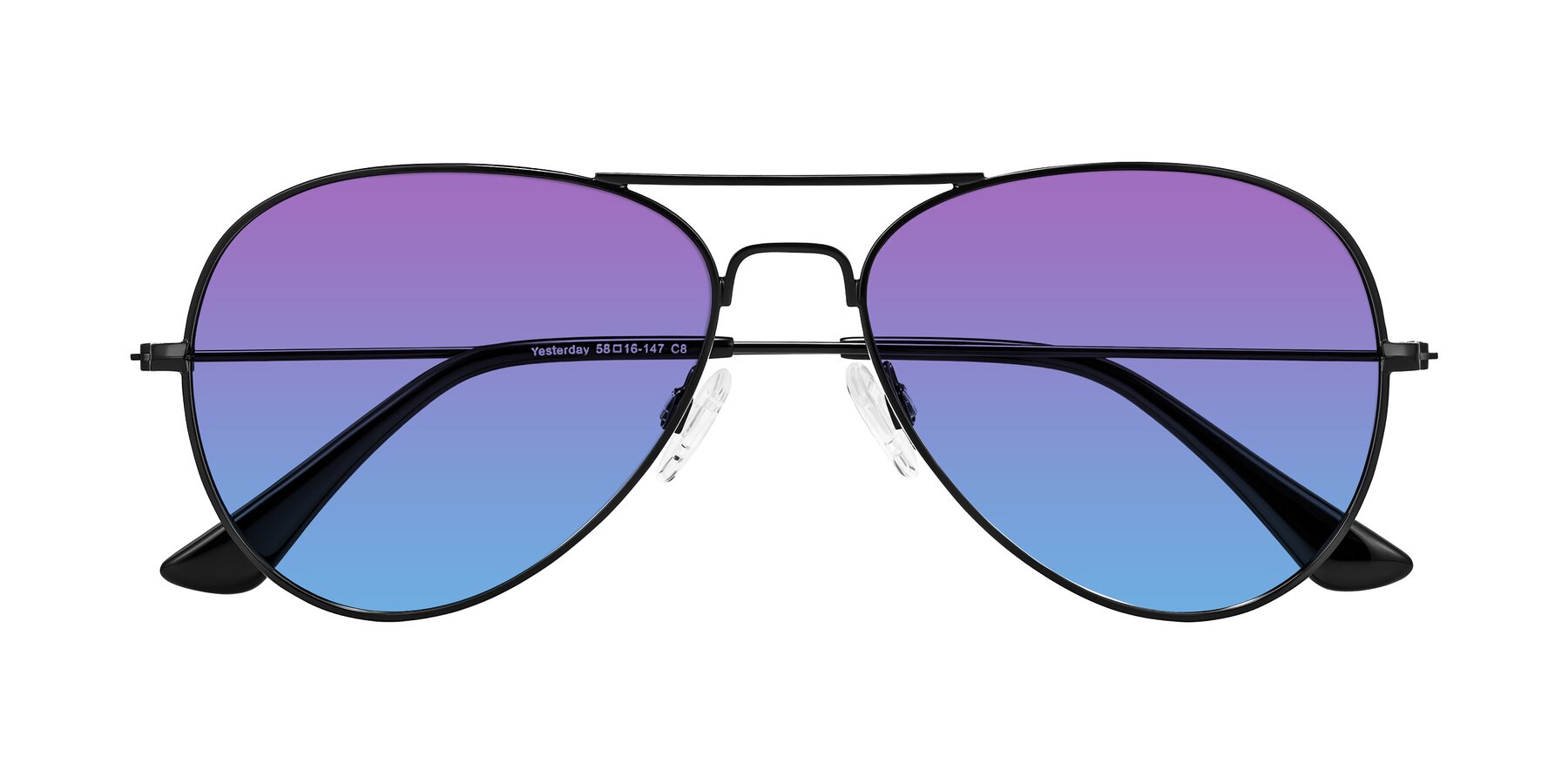 Folded Front of Yesterday in Black with Purple / Blue Gradient Lenses