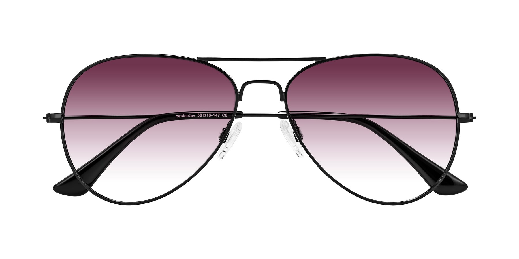 Folded Front of Yesterday in Black with Wine Gradient Lenses