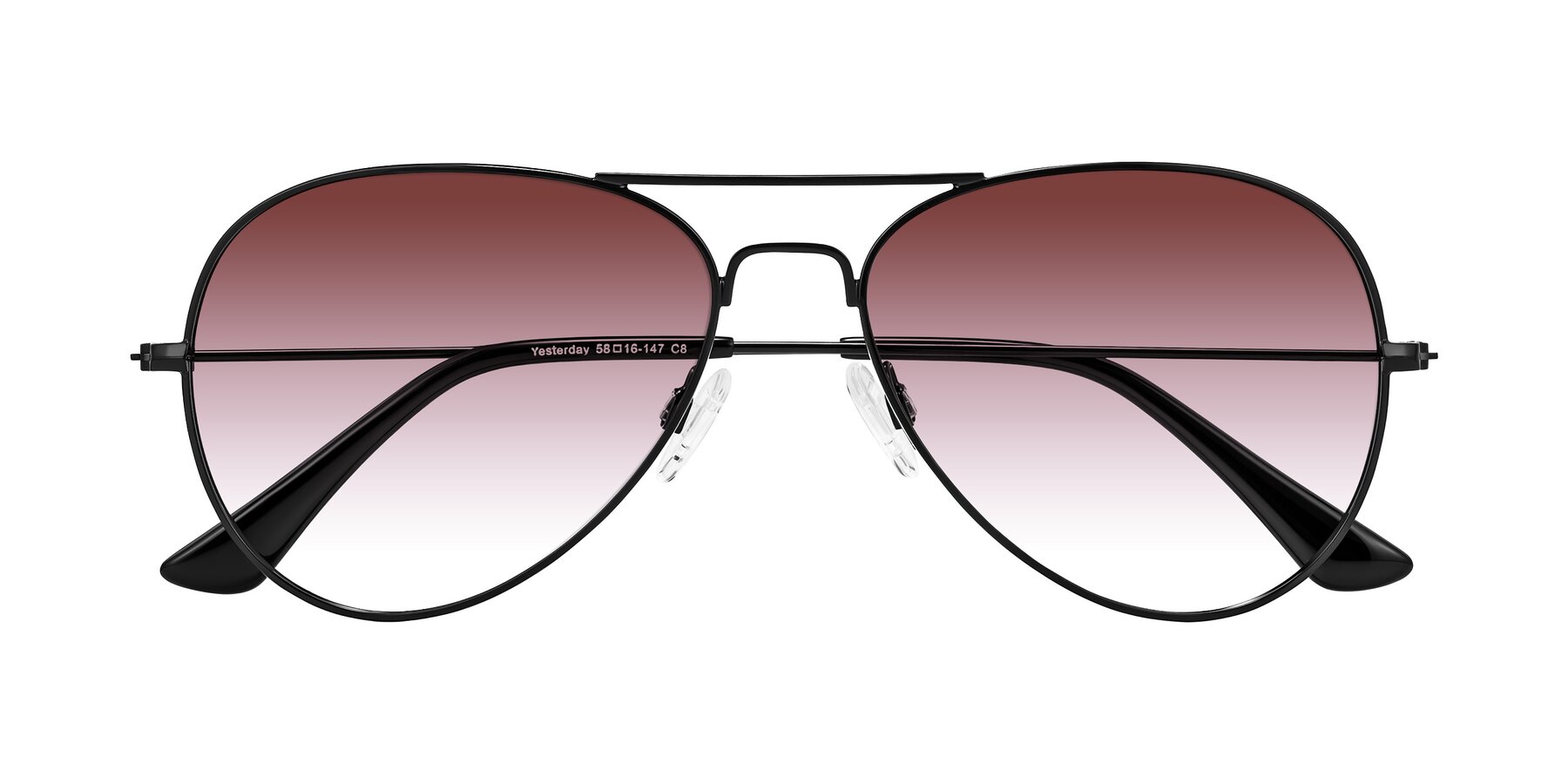 Folded Front of Yesterday in Black with Garnet Gradient Lenses