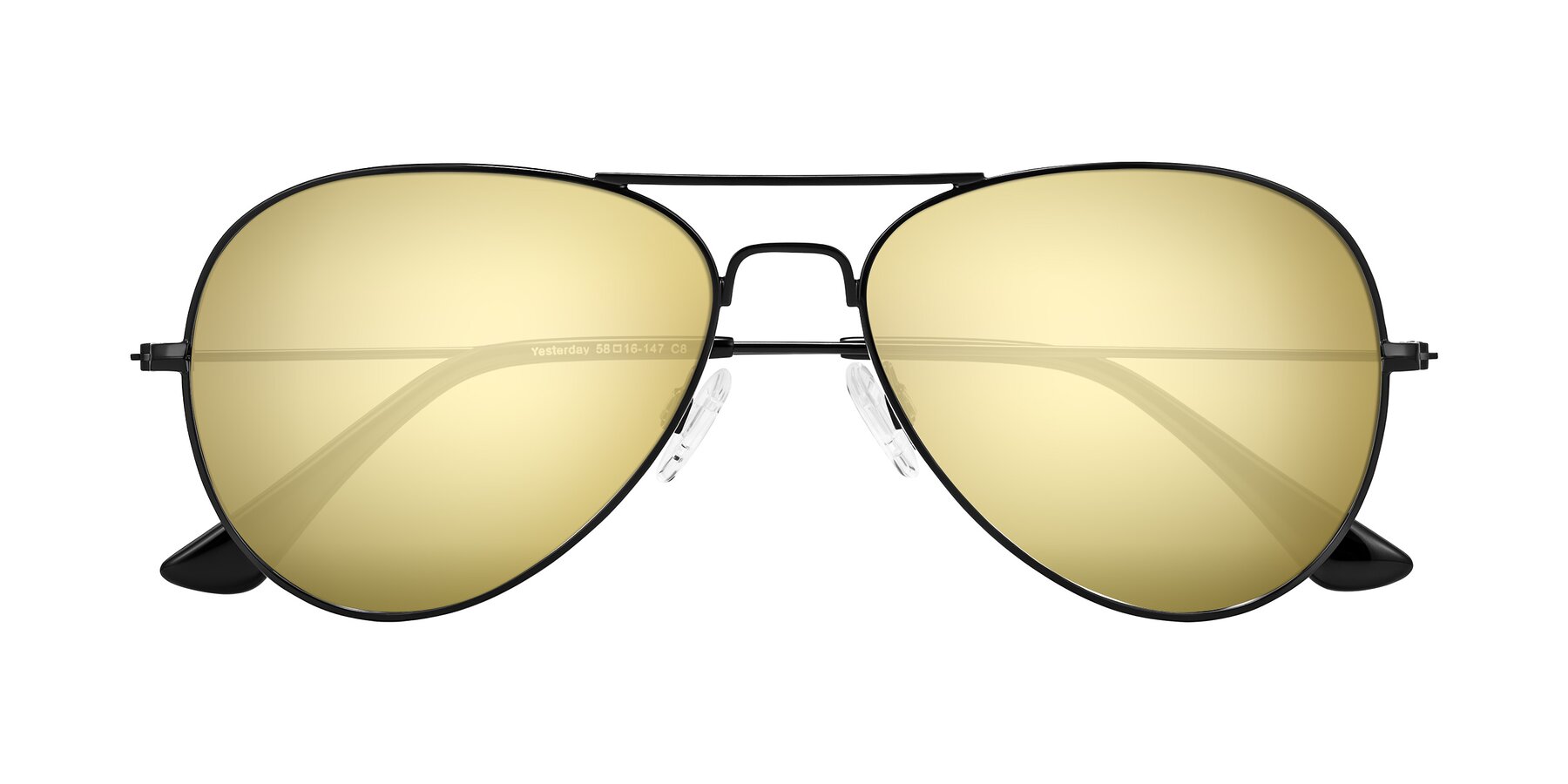Folded Front of Yesterday in Black with Gold Mirrored Lenses