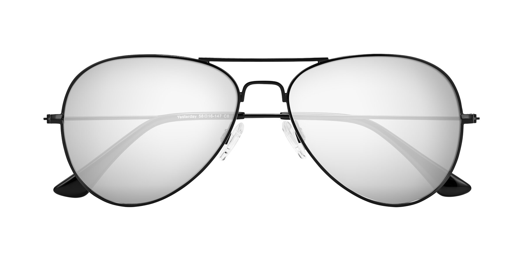 Folded Front of Yesterday in Black with Silver Mirrored Lenses