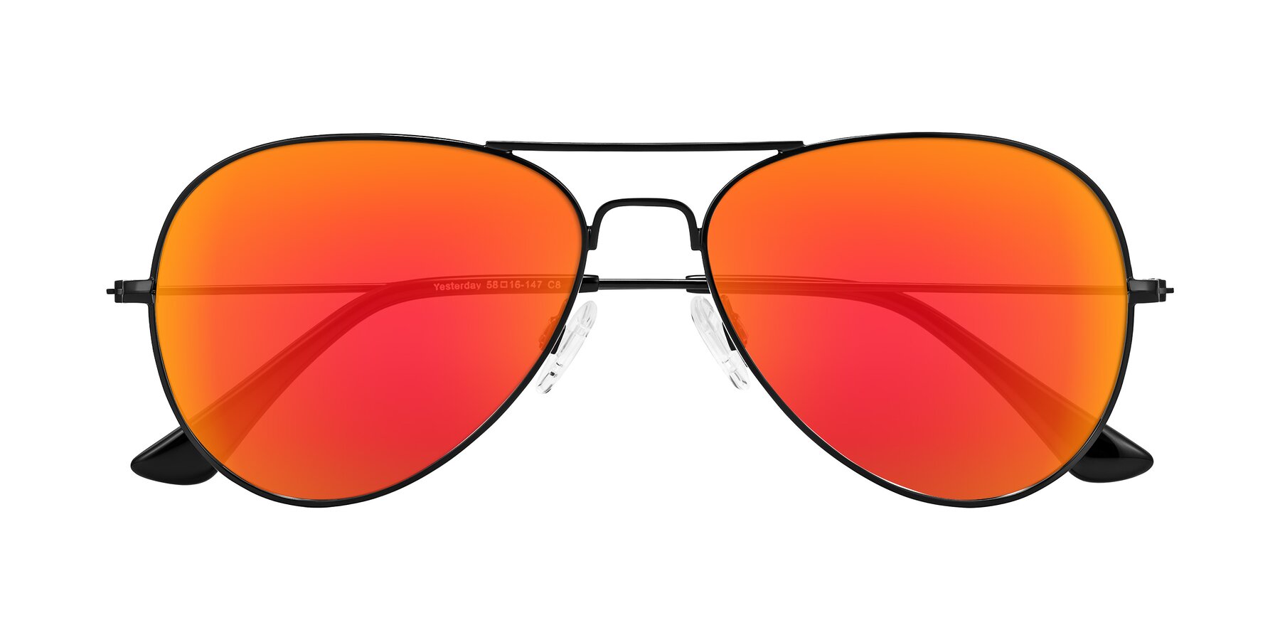 Folded Front of Yesterday in Black with Red Gold Mirrored Lenses