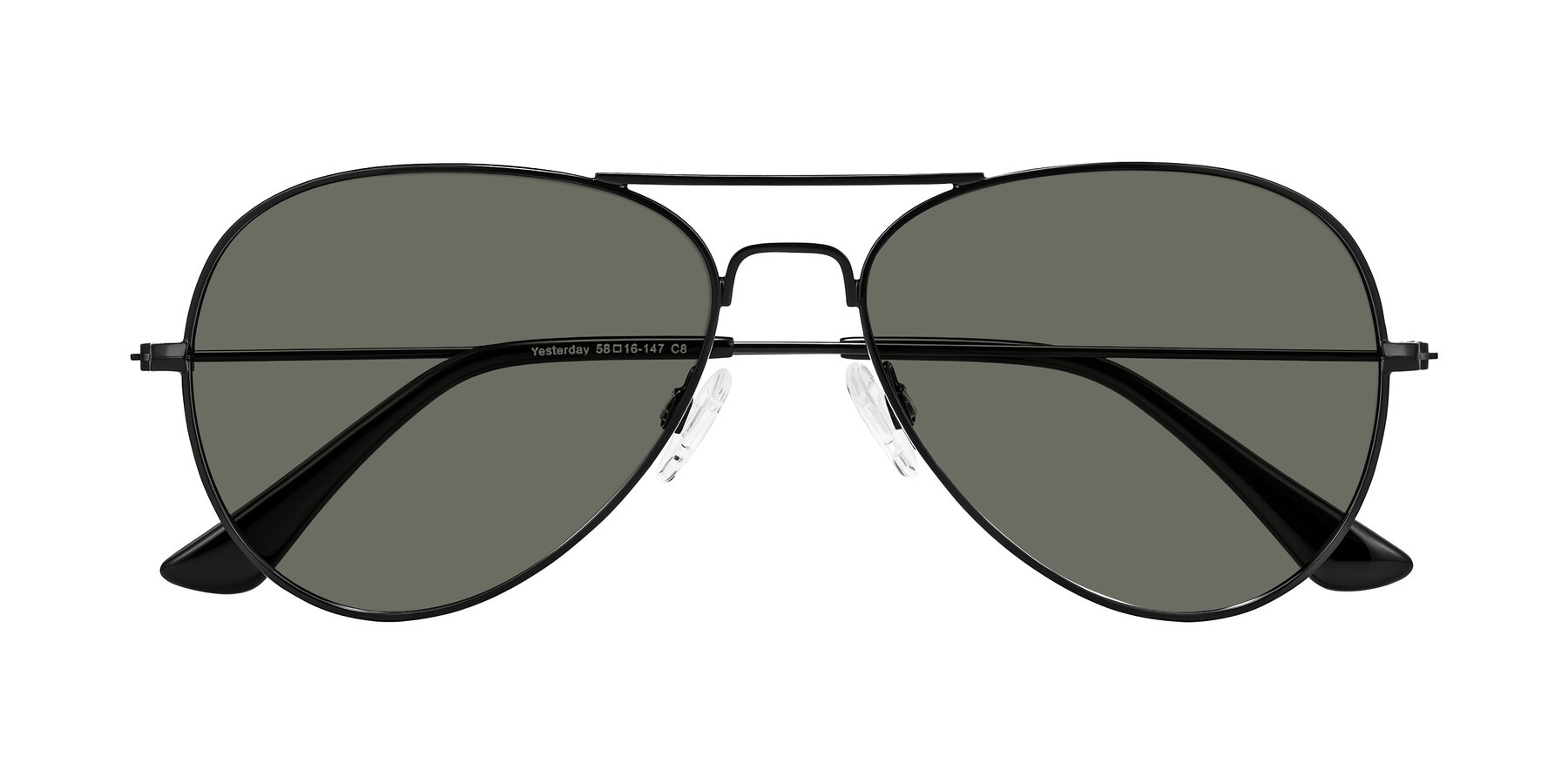 Folded Front of Yesterday in Black with Gray Polarized Lenses