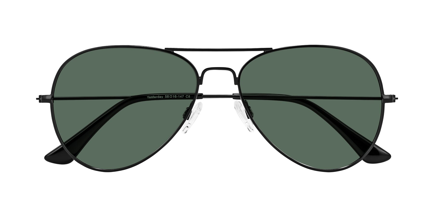 Folded Front of Yesterday in Black with Green Polarized Lenses