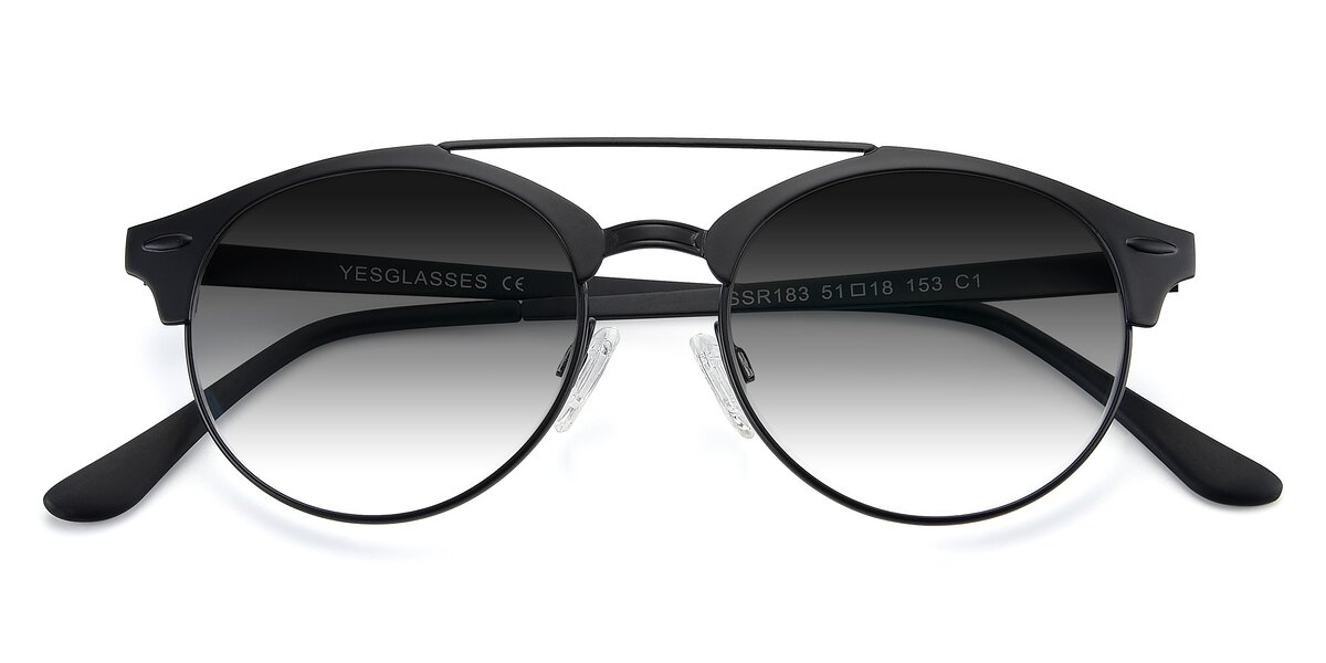 Black Grandpa Acetate Aviator Gradient Sunglasses With Purple Sunwear Lenses 17416