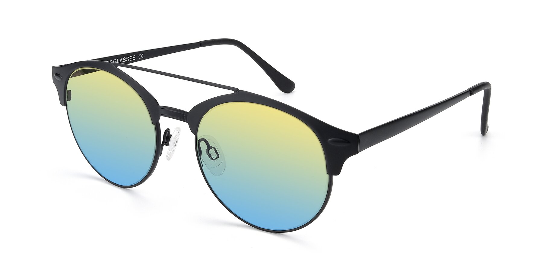 Angle of SSR183 in Black with Yellow / Blue Gradient Lenses